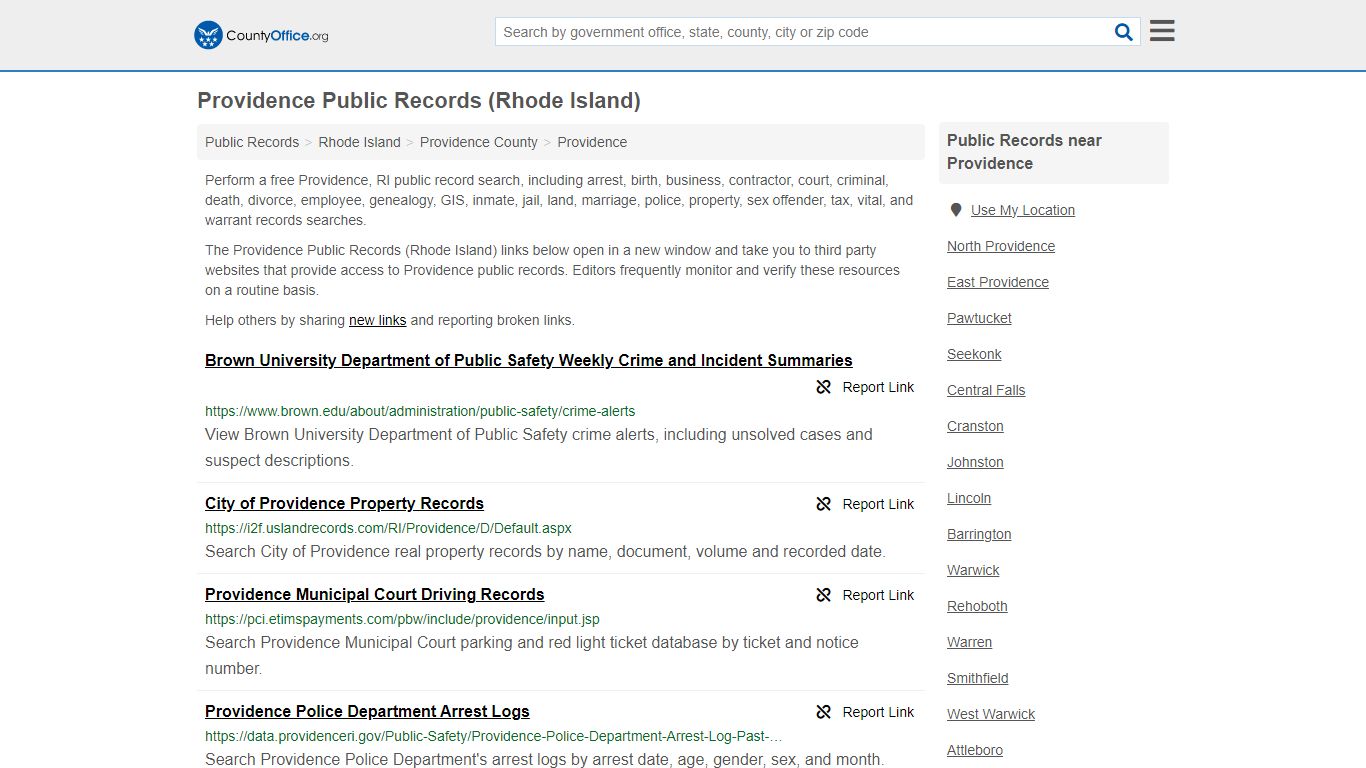 Public Records - Providence, RI (Business, Criminal, GIS, Property ...