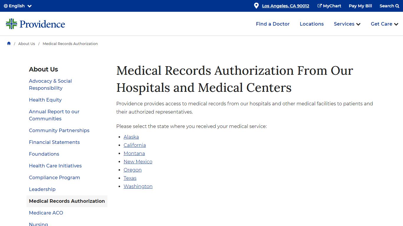 Medical Records Authorizations | Providence