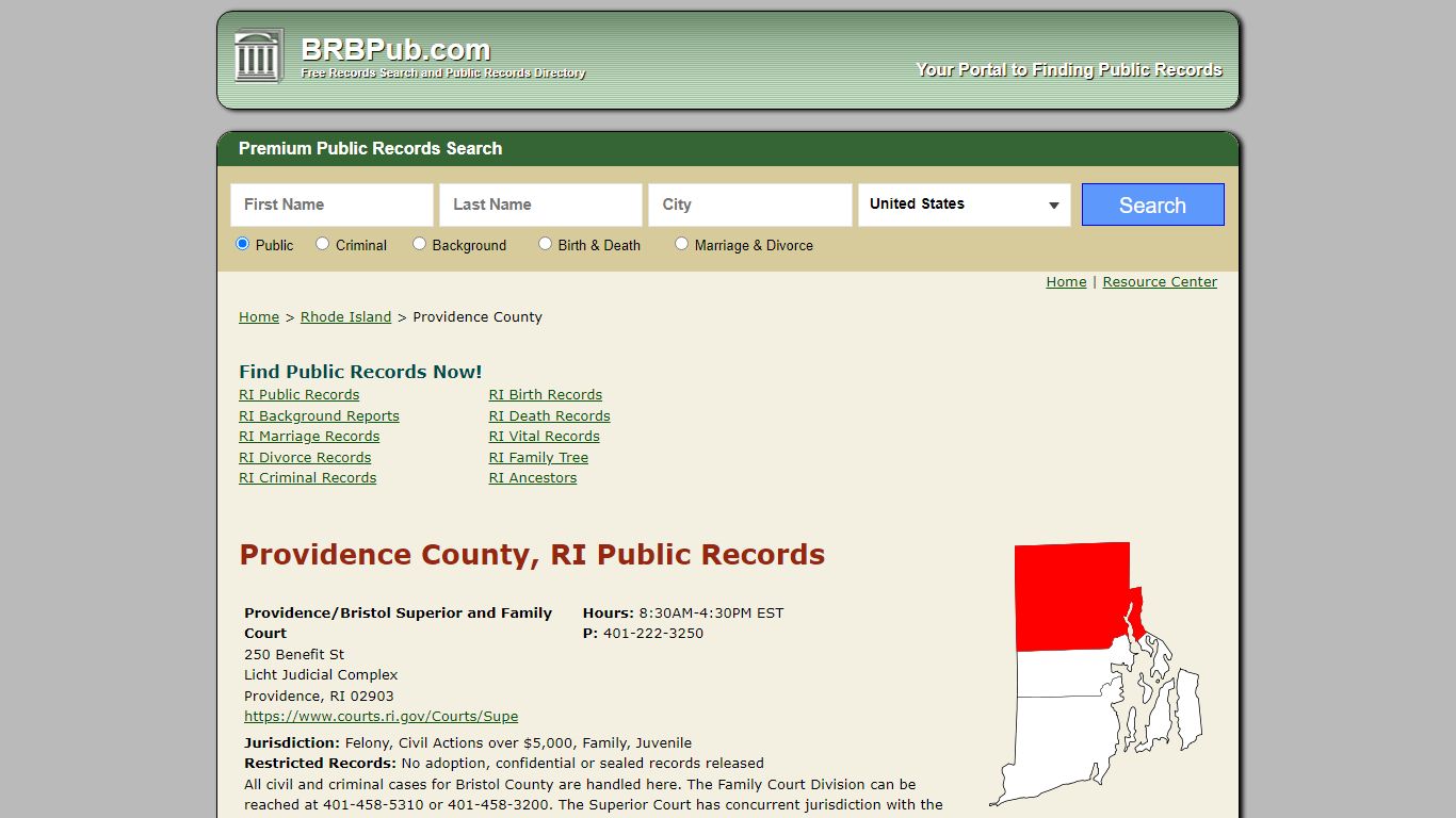 Providence County, RI Public Records - BRB Pub